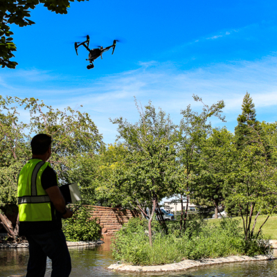 drone being flown in park